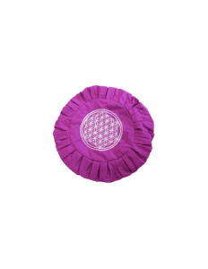 Housse Zafu Violette Broderie Fleur de Vie Blanche