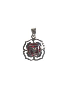 Médaille Chakra Muladhara Argent 925 avec Grenat synthétique - 2 cm